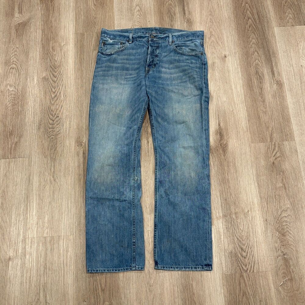 Polo Ralph Lauren Mercer Slim Straight Jeans Mens 38x32 Gray Denim US Flag Patch